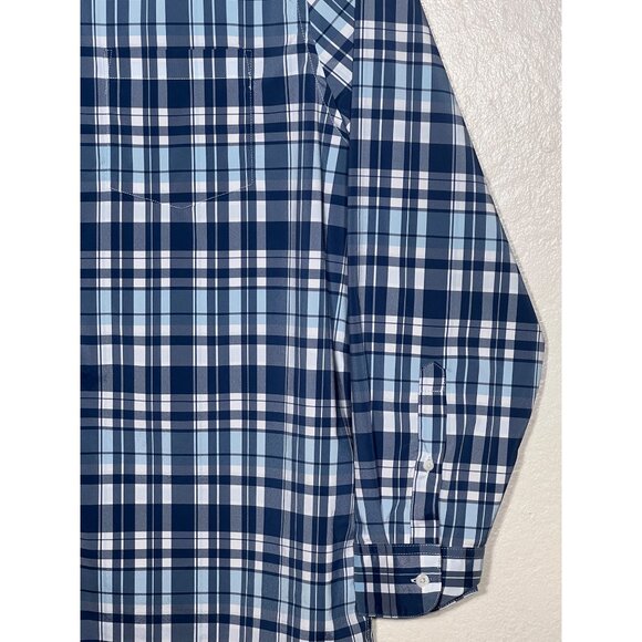 St. Johns Bay Classic Fit XXL Blue Plaid Long Sleeve Button-Up Shirt Quality - Picture 6 of 13